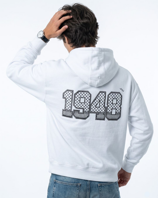 1948 Palestine oversized hoodie white back graphic