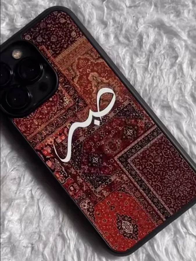 Persian Rug Phone Case with traditional carpet pattern, glossy tempered glass back and TPU sides by Zaroodi