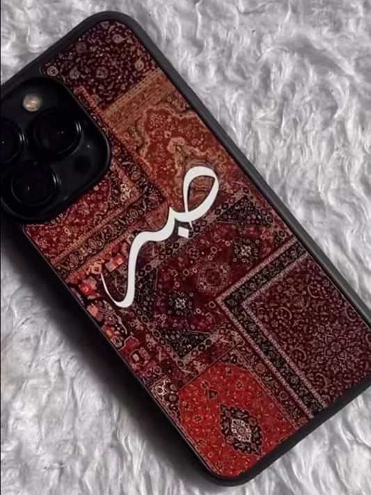 Persian Rug Phone Case with traditional carpet pattern, glossy tempered glass back and TPU sides by Zaroodi