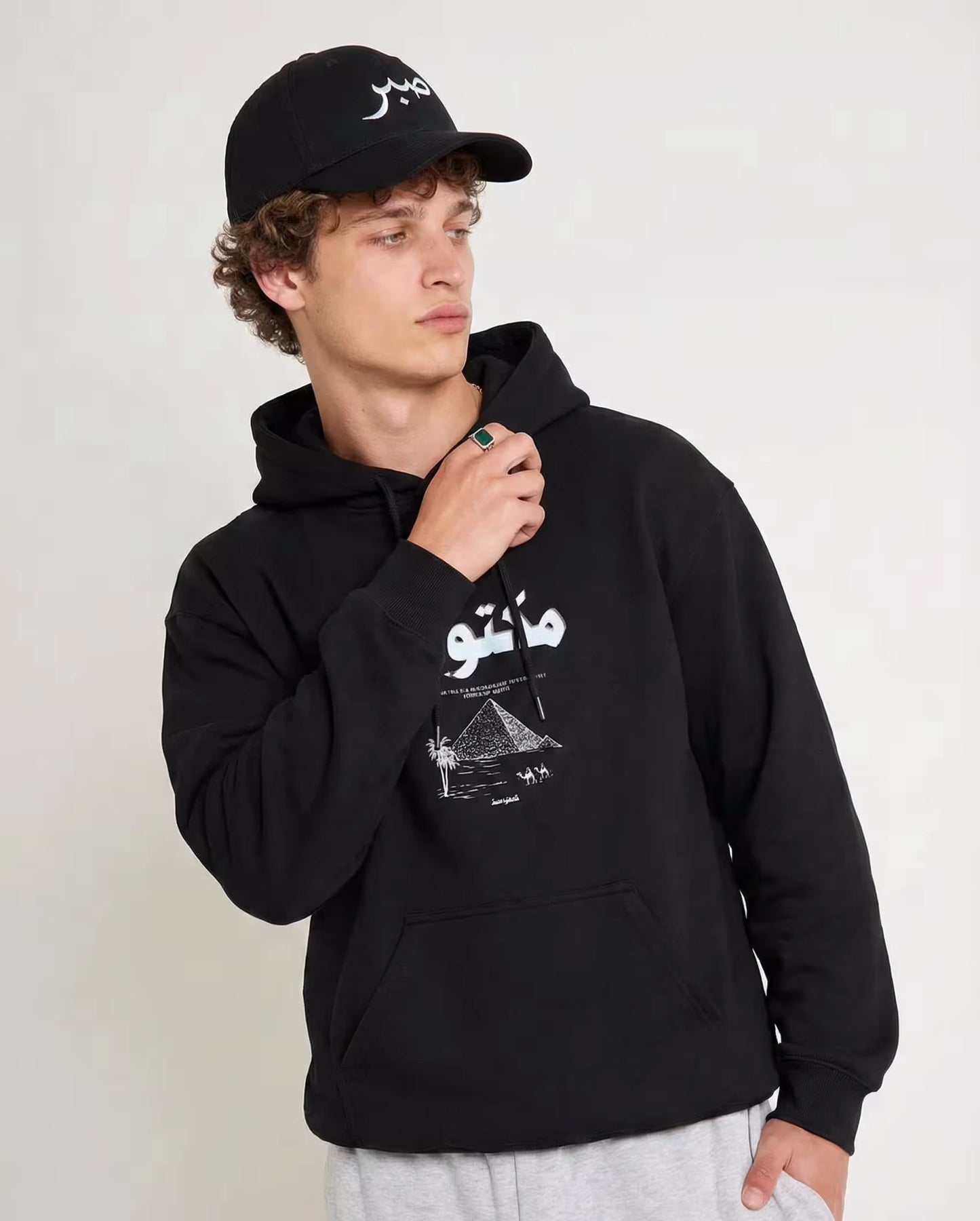Maktub مكتوب Midnight Black Hoodie – Egyptian Cultural Wear