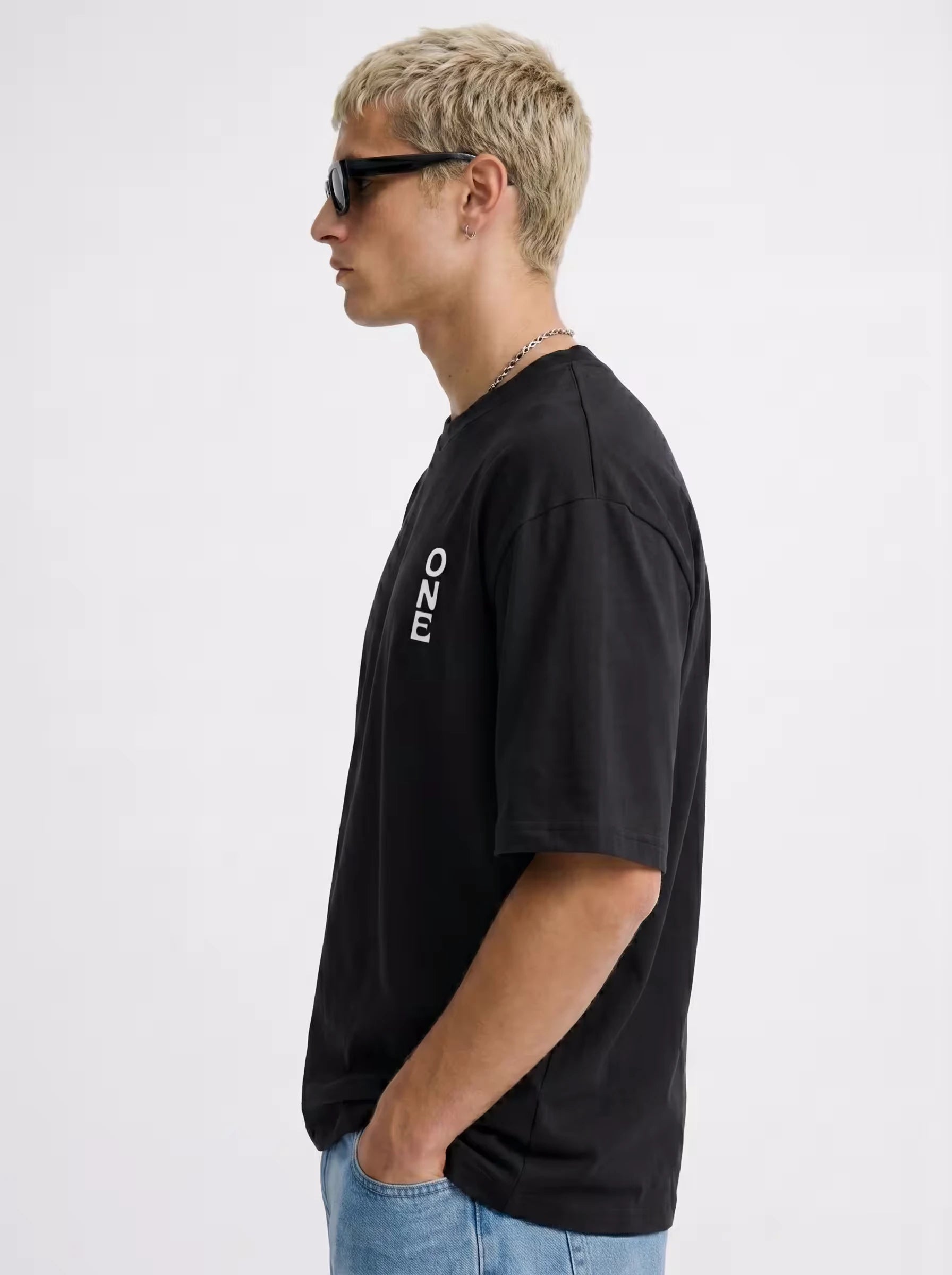 One Ummah Oversized Graphic T Shirt Side View Black
