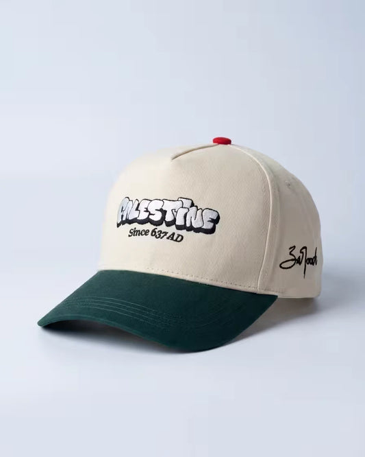 Palestine Since 637 AD cap - cream and green graffiti streetwear cap