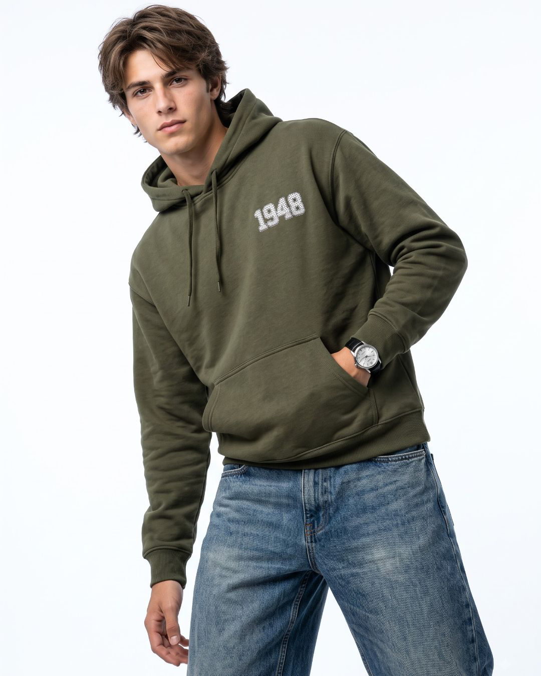 Keffiyeh 1948 hoodie bottle green model