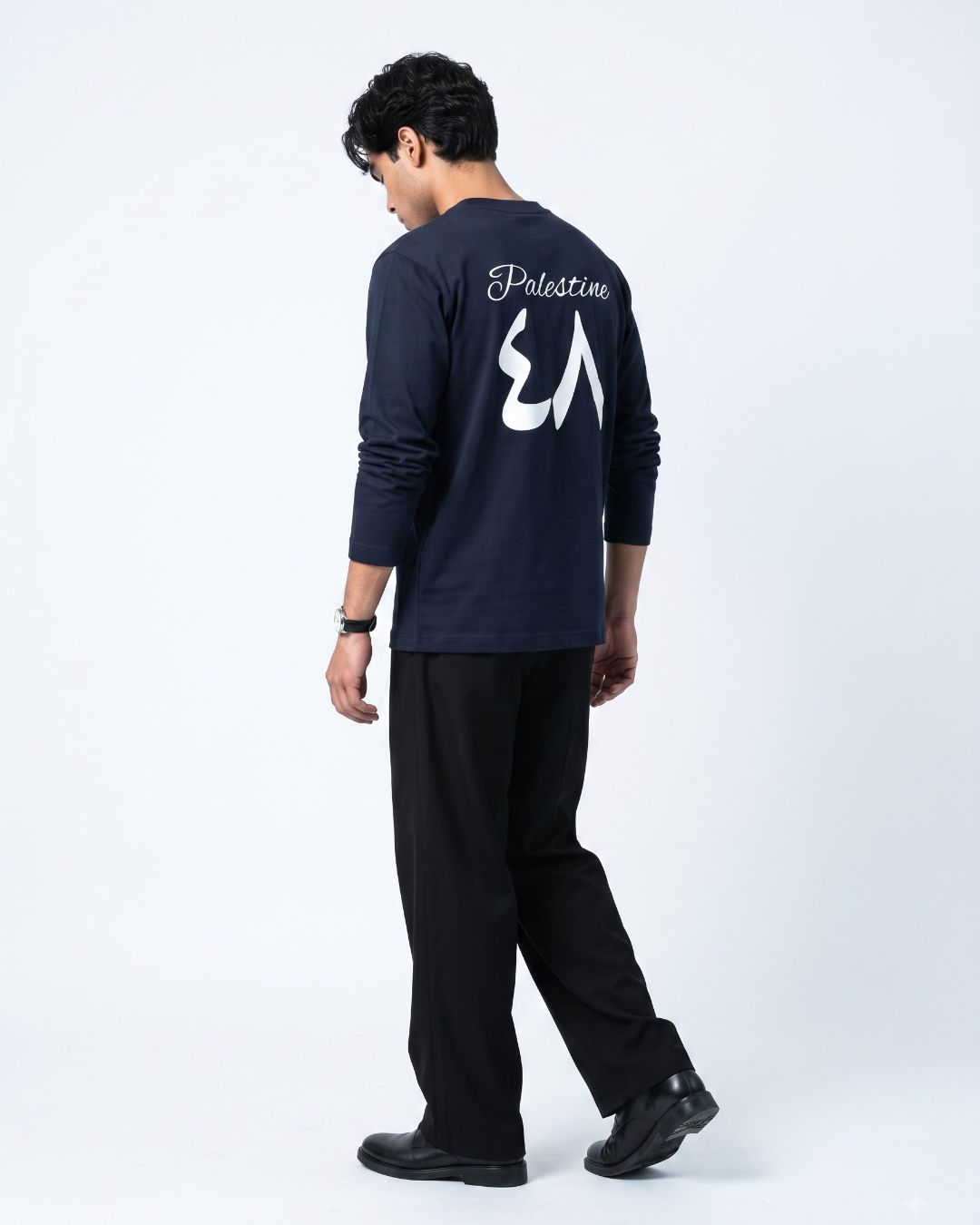 Lasting Roots Long Sleeves navy blue angled back view