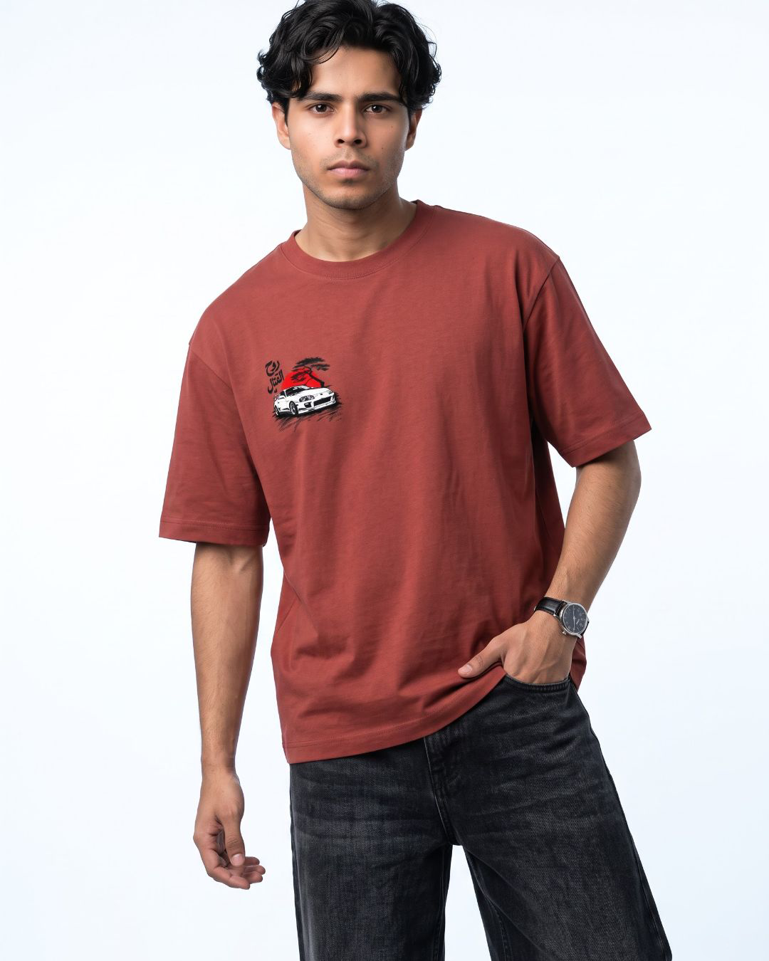 Rising Sun Supra coral oversized t-shirt front graphic