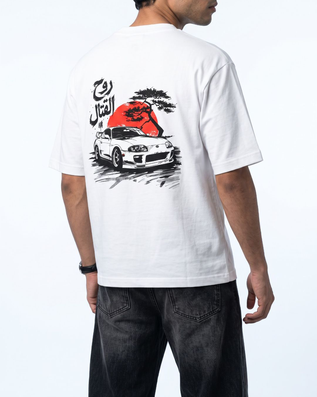 Rising Sun Supra white oversized t-shirt back graphic