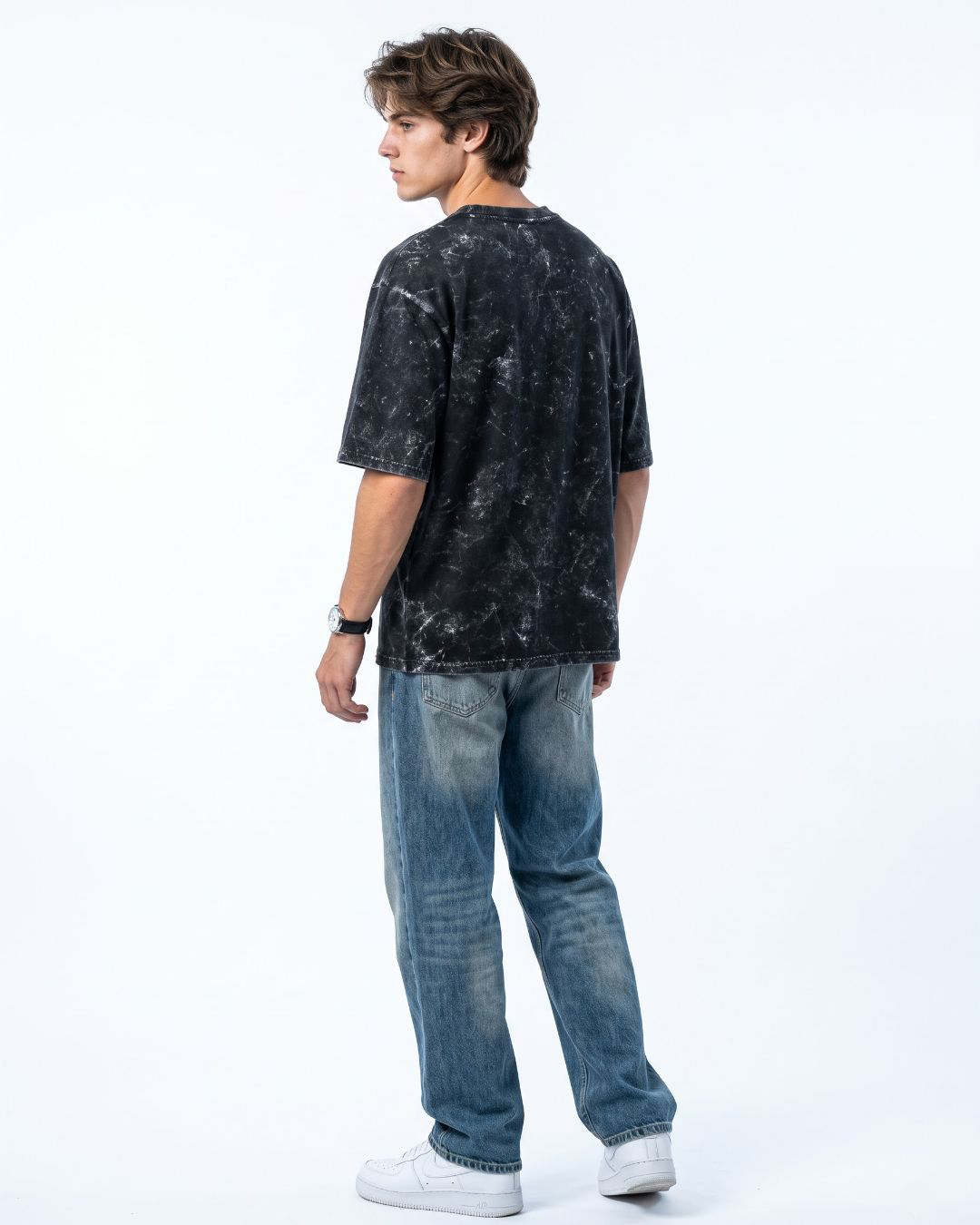 Tasbih Hands acid wash oversized t-shirt back view